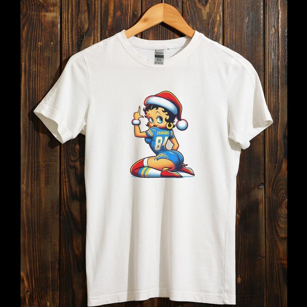 Los Angeles Chargers Betty Boop Christmas T-Shirt, NFL Unisex T-Shirt